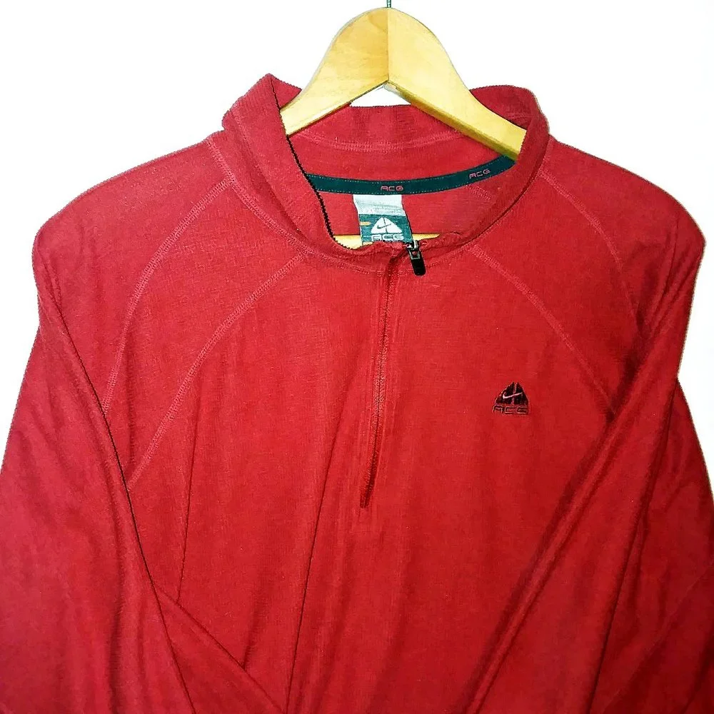 Nike ACG Thermal Waffle Knit 1/2 Zip Red Sz XXL